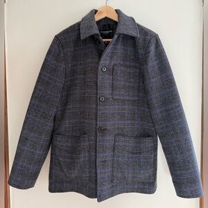 Club Monaco Wool Plaid Button-Up Jacket - Charcoal and Blue